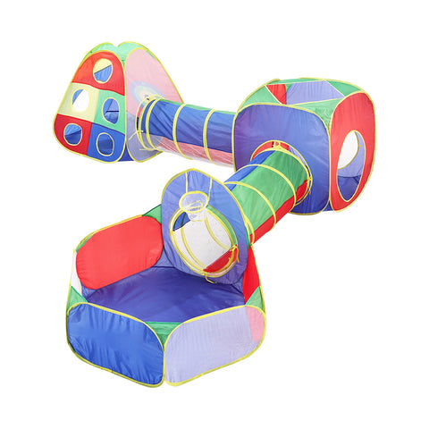 Livingandhome 5-in-1 Kids Play Tent Set Pop Up Ball Pit with Tunnel Toddlers Playhouse, WF0043