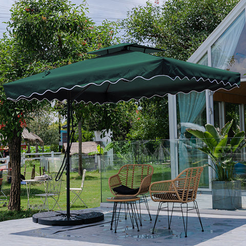 Double Top Garden Cantilever Parasol with 4-Piece Base, LG0811LG0884