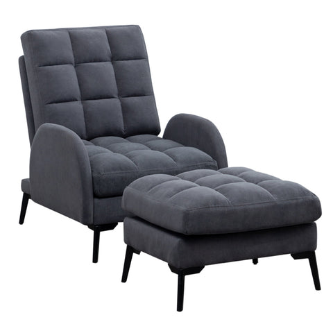 Livingandhome Leisure Recliner Armchair and Ottoman Set with Footstool Metal Legs, JM1516