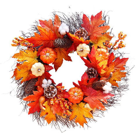 Livingandhome Autumnal Halloween Thanksgiving Door Decorative Wreath Maple Pumpkin, SP1802