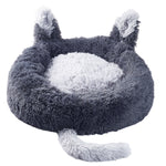 Livingandhome Round Plush Pet Dog Cat Calming Bed with Cute Ears, WF0056