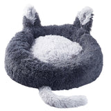 Livingandhome Round Plush Pet Dog Cat Calming Bed with Cute Ears, WF0056