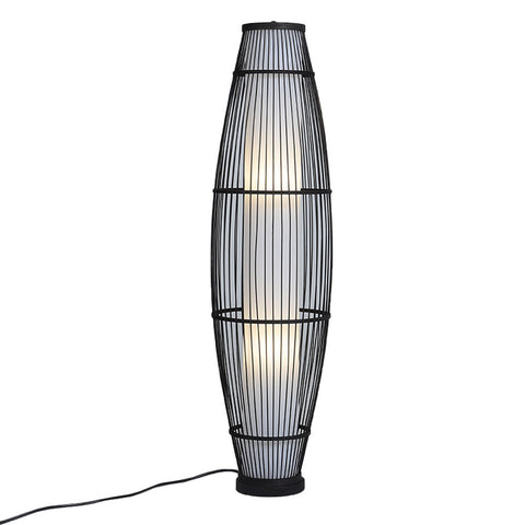 Traditional Floor Standing Black Rattan Reading Floor Lamp, FI0435