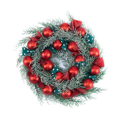 Livingandhome Large Christmas Wreath with Mixed Holiday Accents Bows with Hanger, CD0463