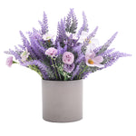 Livingandhome Artificial Lavender Potted Purple Flower Rustic Wood Planter Tabletop Decor, SW0245
