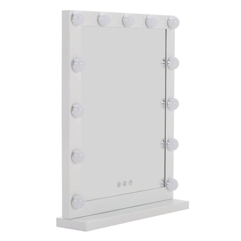 Livingandhome Hollywood Style Lighted Rectangular Makeup Mirror with Base, SP2564