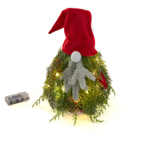 Livingandhome Sitting Gnome Christmas Tree Lighted Xmas Decor, CD0485