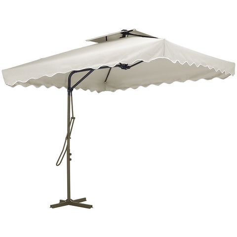 Livingandhome Corrugated Edge Square Canopy Outdoor Cantilever Parasol with Cross Base, LG0815