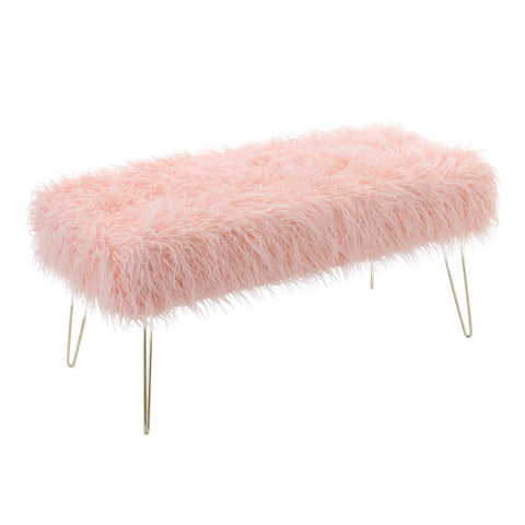 Rectangular Soft Plush Footrest Footstool with Hairpin Legs, ZH0995