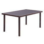 Livingandhome Rustic Rectangle Outdoor Wicker Table with Tempered Glass Tabletop, LG0898