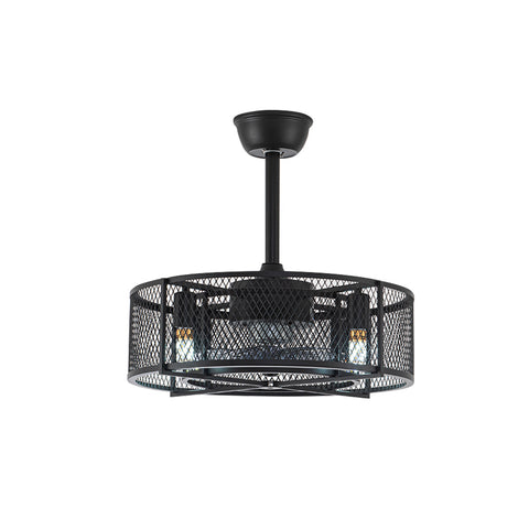 Livingandhome Metal Industrial Ceiling Fan with Lights Black for Living Room, DM0341