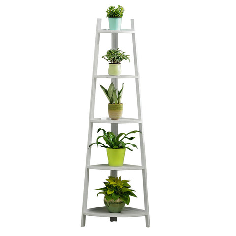 5-Tier Modern Corner Ladder Shelf for Plant Display, SP2475