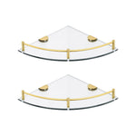 Livingandhome 1 Tier Bathroom Glass Corner Shelf Wall Mounted Set of 2, WZ0035