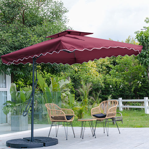 Double Top Garden Cantilever Parasol with 4-Piece Base, LG0810LG0884