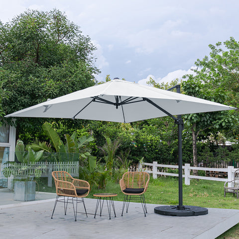 Large Square Canopy Rotating Outdoor Cantilever Parasol with Fillable Base, LG0798LG0884