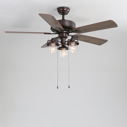 Crystalline 5-Blade Ceiling Chandelier Light with Pull Chain, DM0182