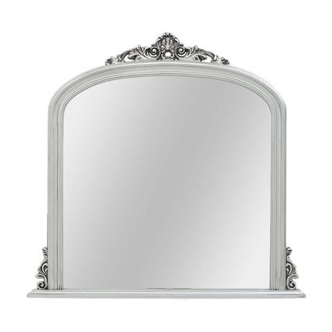 Livingandhome Ornate Silver Framed Large Glass Mirror Wall Hanging, FI0418