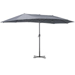 Large Double-sided Twin Garden Parasol with Crank, Foldable Base, LG0805LG0808