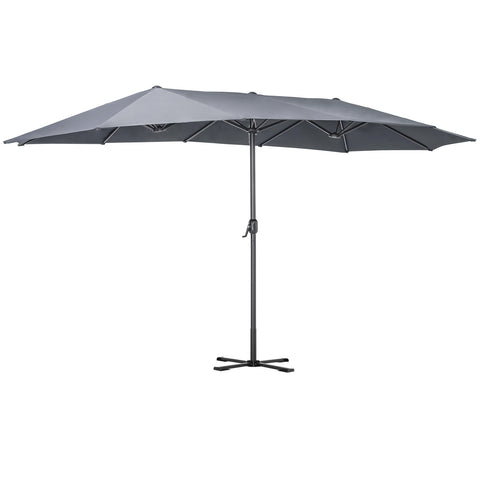 Large Double-sided Twin Garden Parasol with Crank, Foldable Base, LG0805LG0808