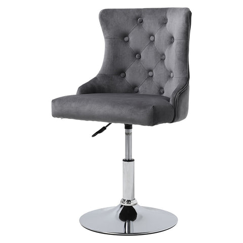 Modern Velvet Upholstered Adjustable Bar Stool with Polished Chrome Base, ZH0948